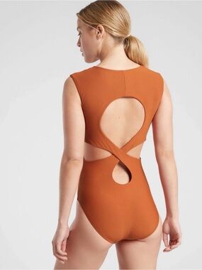 Athleta Entwined Cutout One-Piece Swimsuit in Palomino Rust